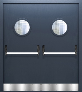 Двупольная дверь МДФ со стеклом, отбойником и системой Антипаника ДПМО 01/60 (EI 60) — №03 (NEW)