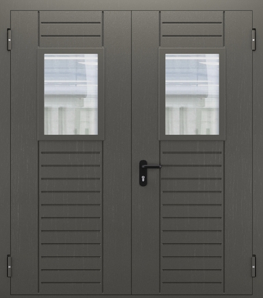 Двупольная противопожарная дверь с МДФ и стеклом ДПМО 02/60 (EI 60) — №02 (NEW)