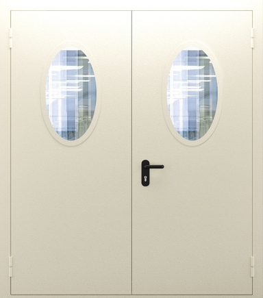 Двупольная противопожарная дверь с овальным стеклом ДПМО 02/60 (EI 60) — №01 (NEW)
