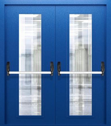 Двупольная противопожарная дверь со стеклом и системой Антипаника ДПМО 02/60 (EIW 60) — №03 (NEW)