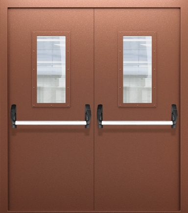 Двупольная противопожарная дверь со стеклом и системой Антипаника ДПМО 02/60 (EI 60) — №04 (NEW)