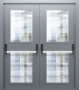 Двупольная дверь со стеклом и системой Антипаника ДПМО 02/60 (EIW 60) — №06 (NEW)