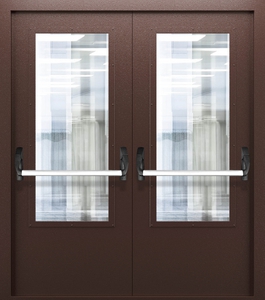 Двупольная дверь со стеклом и системой Антипаника ДПМО 02/60 (EIW 60) — №07 (NEW)