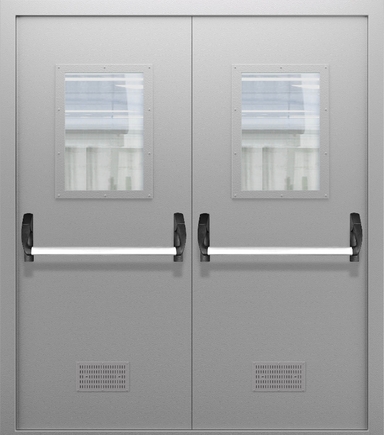 Двупольная противопожарная дверь со стеклом и системой Антипаника ДПМО 02/60 (EI 60) — №07 (NEW)