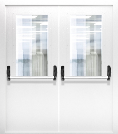 Двупольная противопожарная дверь со стеклом и системой Антипаника ДПМО 02/60 (EIW 60) — №08 (NEW)