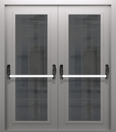 Двупольная противопожарная дверь со стеклом и системой Антипаника ДПМО 02/60 (EIW 60) — №09 (NEW)