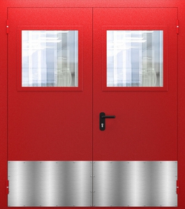 Двупольная дверь со стеклом и отбойником ДПМО 02/60 (EI 60) — №01 (NEW)