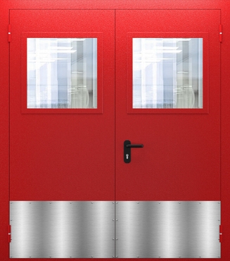 Двупольная противопожарная дверь со стеклом и отбойником ДПМО 02/60 (EI 60) — №01 (NEW)