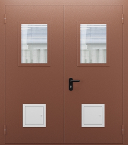Двупольная дверь со стеклом и стыковочным узлом ДПМО 02/60 (EI 60) — №04 (NEW)