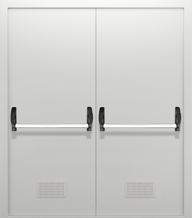 Двупольная глухая противопожарная дверь с МДФ, вентиляцией и системой Антипаника ДПМ 02/60 (EI 60) — №05 (NEW)