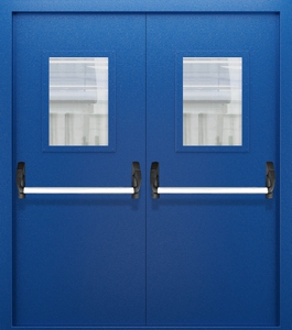 Двупольная дымогазонепроницаемая дверь со стеклом и системой Антипаника ДПМО 02/60 (EISW 60) — №07 (NEW)