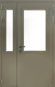 Полуторопольная техническая дверь со стеклопакетом — 003