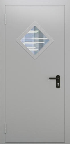 Однопольная противопожарная дверь со стеклом «ромб» ДПМО 01/60 (EI 60) — №08 (NEW)