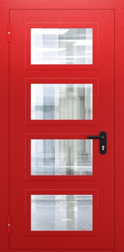 Однопольная противопожарная дверь со стеклом с импостами ДПМО 01/60 (EIW 60) — №02 (NEW)