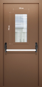 Однопольная дверь со стеклом и системой Антипаника ДПМО 01/60 (EI 60) — №05 (NEW)