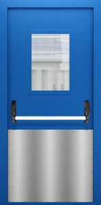 Однопольная дверь со стеклом, отбойником и системой Антипаника ДПМО 01/60 (EI 60) — №01 (NEW)