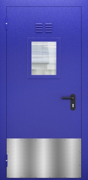 Однопольная противопожарная дверь со стеклом, отбойником и вентиляцией ДПМО 01/60 (EI 60) — №01 (NEW)