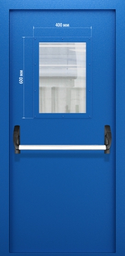 Однопольная противопожарная дымогазонепроницаемая дверь со стеклом и системой Антипаника ДПМО 02/60 (EISW 60) — №07 (NEW)