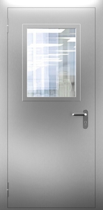 Однопольная нержавеющая дверь со стеклом ДПМО 01/60 (EI 60) — №03 (NEW)