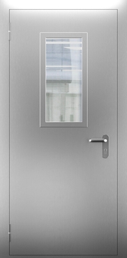 Однопольная противопожарная нержавеющая дверь со стеклом ДПМО 01/60 (EI 60) — №04 (NEW)