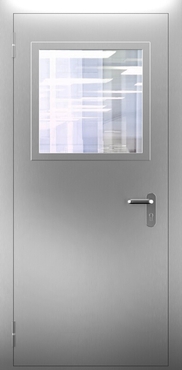 Однопольная противопожарная нержавеющая дверь со стеклом ДПМО 01/60 (EI 60) — №05 (NEW)