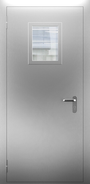 Однопольная противопожарная нержавеющая дверь со стеклом ДПМО 01/60 (EI 60) — №06 (NEW)