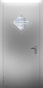 Однопольная нержавеющая дверь со стеклом ДПМО 01/60 (EI 60) — №08 (NEW)