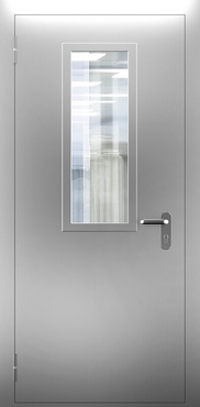 Однопольная противопожарная нержавеющая дверь со стеклом ДПМО 01/60 (EI 60) — №09 (NEW)