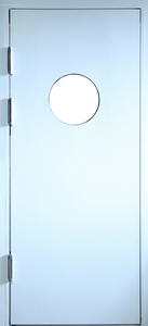 Однопольная техническая дверь с круглым стеклом — 002