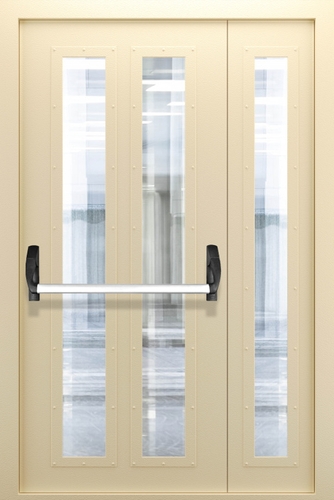 Полуторопольная противопожарная дверь со стеклом и системой Антипаника ДПМО 02/60 (EIW 60) — №01 (NEW)