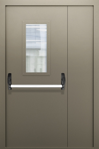 Полуторопольная противопожарная дверь со стеклом и системой Антипаника ДПМО 02/60 (EI 60) — №02 (NEW)
