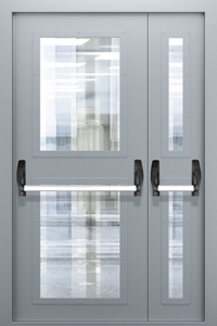 Полуторопольная дверь со стеклом и системой Антипаника ДПМО 02/60 (EIW 60) — №04 (NEW)