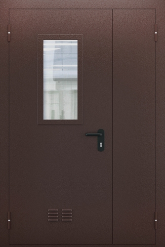 Полуторопольная противопожарная дверь со стеклом и вентиляцией ДПМО 02/60 (EI 60) — №09 (NEW)