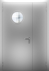 Полуторопольная нержавеющая дверь со стеклом ДПМО 02/60 (EI 60) — №07 (NEW)