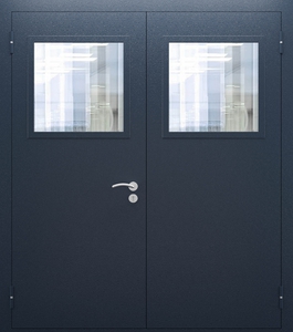 Техническая двупольная дверь со стеклом — №02 (NEW)